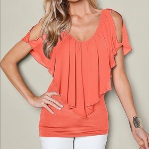 Venus cold shoulder flutter top